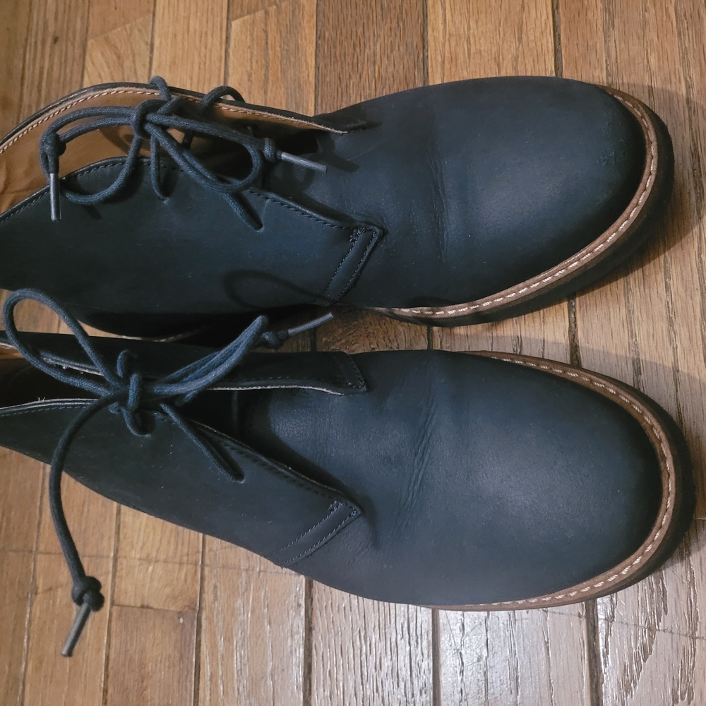 Women's Navy Leather Boots